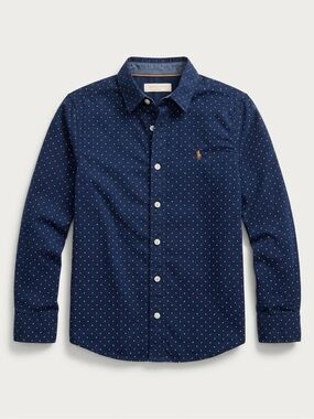 Boys' Navy Dot Oxford Button-Down Shirt